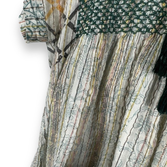 RACHEL Rachel Roy Metallic Embroidered Peasant Top, Neutral Multi, Size Small - Picture 5 of 10